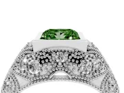 Fancy Green Princess Cut Diamond Bezel Ring Set in Platinum with Milgrain Accent Band