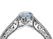 Pear-Shaped Vintage Pavé Engagement Ring Setting for a Fancy Blue Lab-Grown Diamond | Sterling Silver