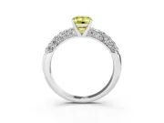 Emerald Cut Close Set Pave Engagement Ring Setting for a Fancy Yellow Lab-Grown Diamond | Multi Row | Sterling Silver