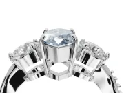 Marquise Three Stone Engagement Ring Setting for a Fancy Blue Lab-Grown Diamond | Tapered Pave Band | White Gold