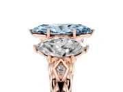 Marquise Three Stone Engagement Ring Setting for a Fancy Blue Lab-Grown Diamond | Braided Band | Rose Gold