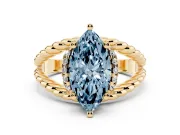 Marquise Rope Split Shank Engagement Ring Setting for a Fancy Blue Lab-Grown Diamond | Yellow Gold