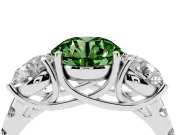 Round Three Stone Engagement Ring Setting for a Fancy Green Lab-Grown Diamond | Accented Shoulders | Platinum