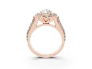 Pear-Shaped Large Accent Halo Engagement Ring Setting | Graduated Pavé | Rose Gold