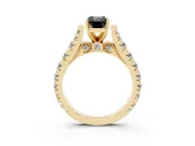 Emerald Cut Graduated Engagement Ring Setting for a Black Center | Yellow Gold