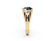 Round Channel-Set Three Stone Engagement Ring Setting for a Black Center | Yellow Gold