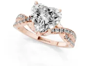 Heart-Shaped Twisted Split Shank Pave Engagement Ring Setting | Pave Gallery | Rose Gold