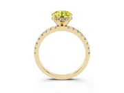 Round Hidden Halo Solitaire Engagement Ring Setting for a Fancy Yellow Lab-Grown Diamond | Pave Band | Yellow Gold