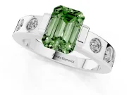 Emerald Cut Tension Style Engagement Ring Setting for a Fancy Green Lab-Grown Diamond | Sterling Silver