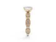 Radiant Cut Vintage Milgrain Engagement Ring Setting | Graduated Stations | Yellow Gold