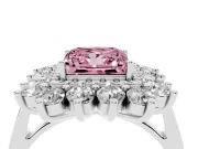 Princess Cut Floral Double Halo Engagement Ring Setting for a Fancy Pink Lab-Grown Diamond | Plain Band | Platinum