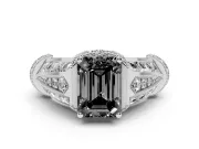 Emerald Cut Vintage Milgrain Engagement Ring Setting for a Black Center | Sterling Silver