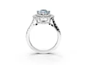 Fancy Blue Marquise Lab-Grown Diamond Double Halo Statement Ring Set in White Gold with Pavé Band