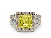 Asscher Cut Halo Engagement Ring Setting for a Fancy Yellow Lab-Grown Diamond | Yellow Gold - Design NV-24766