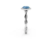 Round Halo Engagement Ring Setting for a Fancy Blue Lab-Grown Diamond | Pavé Twist Band | White Gold