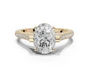 Oval Vintage Cathedral Engagement Ring Setting | Carved Band | Yellow Gold