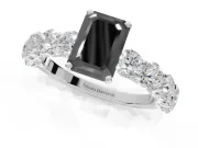 Emerald Cut Side Stone Engagement Ring Setting for a Black Center | Platinum