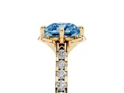 Cushion Cut Floral Petal Engagement Ring Setting for a Fancy Blue Lab-Grown Diamond | Petal Accents | Yellow Gold