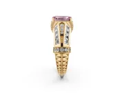 Emerald Cut Vintage Milgrain Engagement Ring Setting for a Fancy Pink Lab-Grown Diamond | Hidden Halo | Yellow Gold