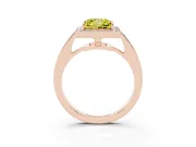Fancy Yellow Princess Cut Diamond Halo Pavé Engagement Ring Set in Rose gold with Bezel Setting
