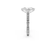 Marquise Cut Diamond Solitaire Ring Set in White gold with Slim Pavé Band and Prong Setting