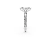 Marquise Cut Diamond Solitaire Ring Set in White gold with Shared Prong Pavé Band