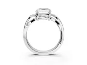 Asscher Cut Bypass Solitaire Engagement Ring Setting | Pavé and Plain Strands | White Gold