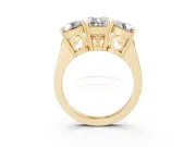 Emerald Cut Diamond Three-Stone Engagement Ring Set in Yellow gold with Polished Band