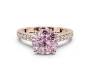 Round Pavé Solitaire Engagement Ring Setting for a Fancy Pink Lab-Grown Diamond | Crossover Gallery | Rose Gold