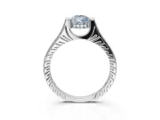 Pear-Shaped Vintage Cathedral Engagement Ring Setting for a Fancy Blue Lab-Grown Diamond | Carved Band | White Gold