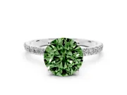 Round Pave Engagement Ring Setting for a Fancy Green Lab-Grown Diamond | Slim Band | Platinum