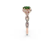 Heart-Shaped Milgrain Halo Engagement Ring Setting for a Fancy Green Lab-Grown Diamond | Graduated Shoulders | Rose Gold
