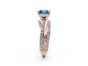 Asscher Cut Twisted Pavé Engagement Ring Setting for a Fancy Blue Lab-Grown Diamond | Rose Gold