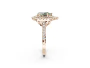 Fancy Green Pear-Shaped Lab-Grown Diamond Double Halo Statement Ring Set in Rose Gold with Pavé Band