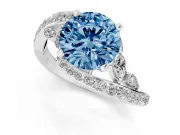 Round Bypass Engagement Ring Setting for a Fancy Blue Lab-Grown Diamond | White Gold