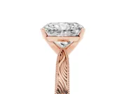 Radiant Cut Diamond Solitaire Milgrain Engraved Band Set in Rose gold with Prong Setting