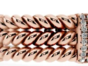 Round Lab-Grown Diamond Pavé Triple Rope Bracelet | Stone-Set Crossbars | Rose Gold