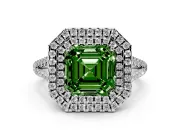 Asscher Cut Halo Engagement Ring Setting for a Fancy Green Lab-Grown Diamond | Sterling Silver - Design NV-24799