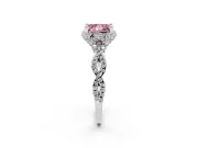 Princess Cut Milgrain Halo Engagement Ring Setting for a Fancy Pink Lab-Grown Diamond | Graduated Shoulders | White Gold