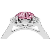 Round Halo Engagement Ring Setting for a Fancy Pink Lab-Grown Diamond | Petal Tips | Platinum