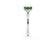 Fancy Green Emerald Cut Diamond Solitaire Ring Set in Silver with Thin Band and Prong Setting