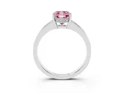Cushion Cut Pave Solitaire Engagement Ring Setting for a Fancy Pink Lab-Grown Diamond | Accented Basket | White Gold