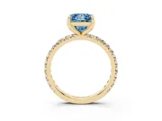 Princess Cut Pavé Solitaire Engagement Ring Setting for a Fancy Blue Lab-Grown Diamond | Shared Prong Band | Yellow Gold