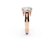 Radiant Cut Channel-Set Three Stone Engagement Ring Setting | Wide Flat Band | Rose Gold