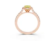Emerald Cut Floral Petal Engagement Ring Setting for a Fancy Yellow Lab-Grown Diamond | Petal Accents | Rose Gold