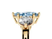 Fancy Blue Marquise Cut Diamond Three-Stone Ring Set in Yellow gold with Prong Setting and Classic Band