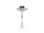 Cushion Cut Cluster Halo Engagement Ring Setting for a Fancy Green Lab-Grown Diamond | Platinum