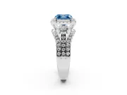 Asscher Cut Halo Split Shank Engagement Ring Setting for a Fancy Blue Lab-Grown Diamond | Round Side Stones | White Gold