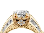 Heart-Shaped Vintage Milgrain Engagement Ring Setting | Hidden Halo | Yellow Gold
