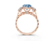 Heart-Shaped Three Stone Engagement Ring Setting for a Fancy Blue Lab-Grown Diamond | Braided Band | Rose Gold